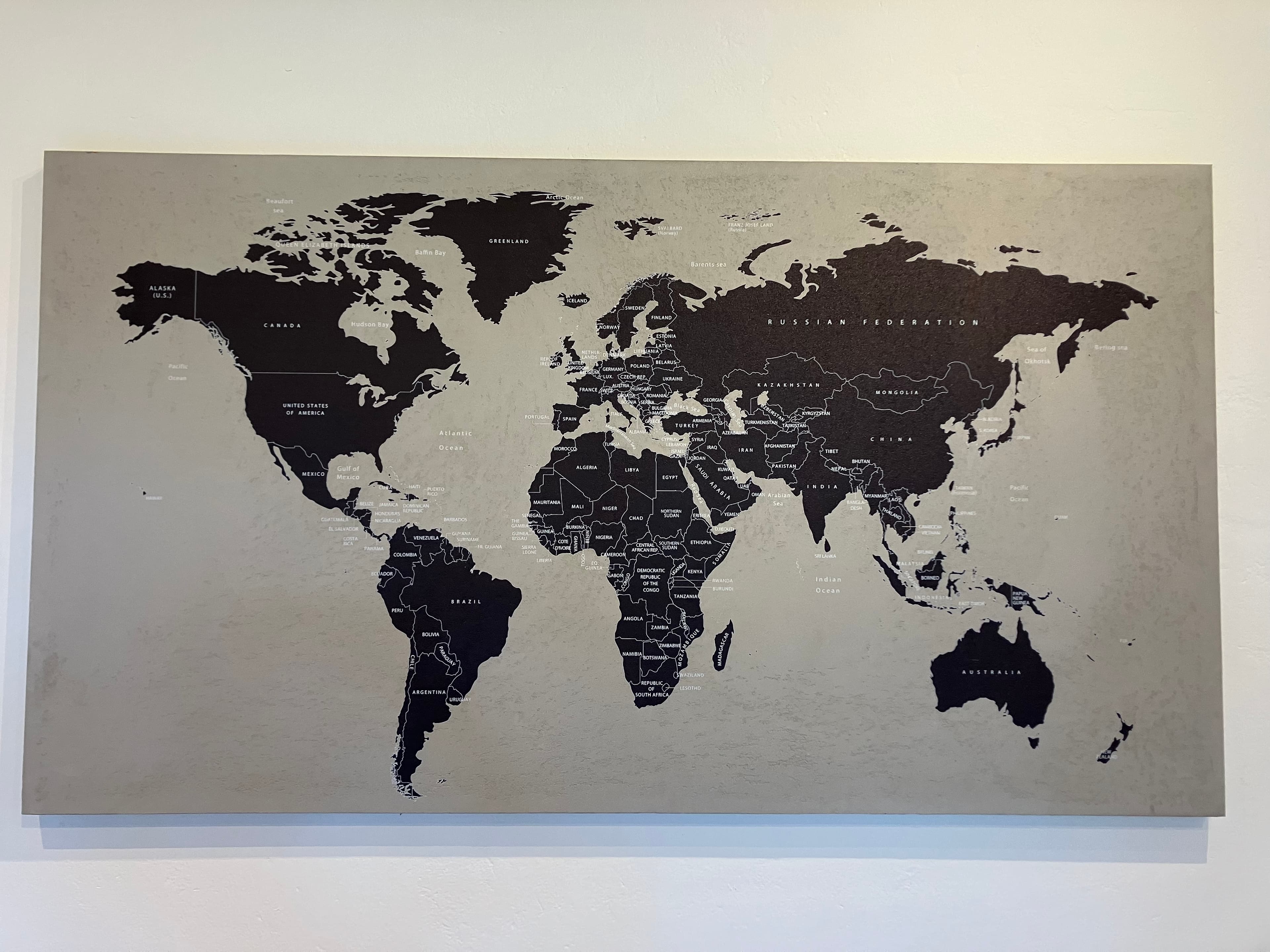 World map arte en concreto, gris