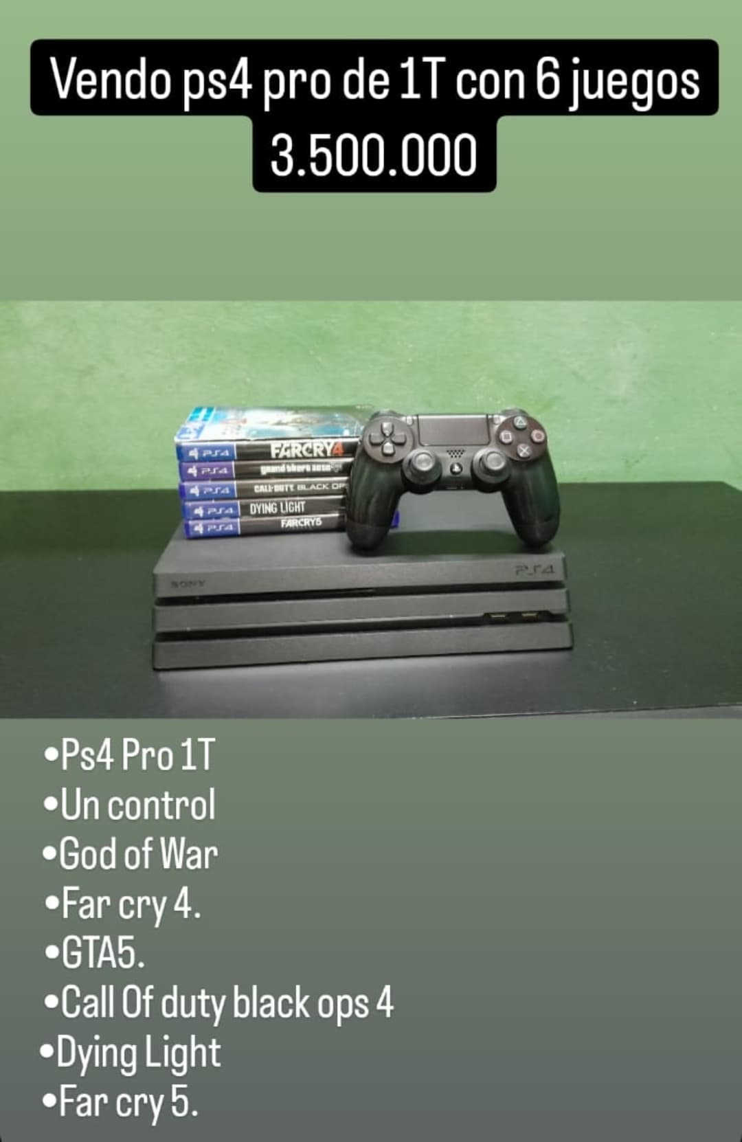 Play 4 pro 1t con control y 6 juegos 