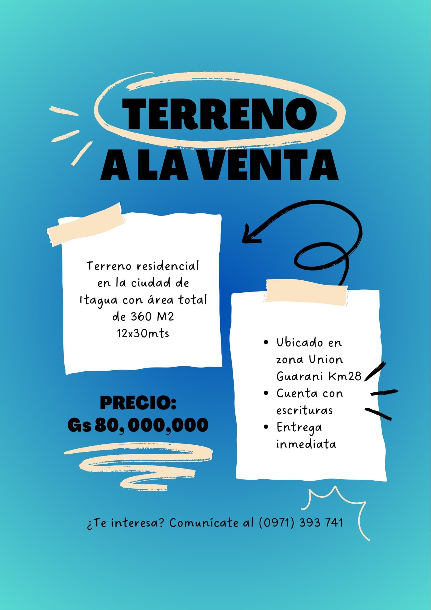 Terreno Residencial en la Ciudad dé Itagua